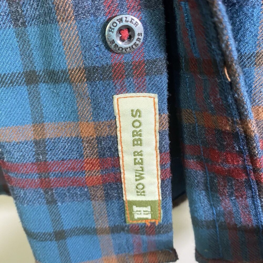 Howler Bros Shirt Mens Large Blue Plaid Flannel Long Sleeve Button Up - Picture 5 of 16